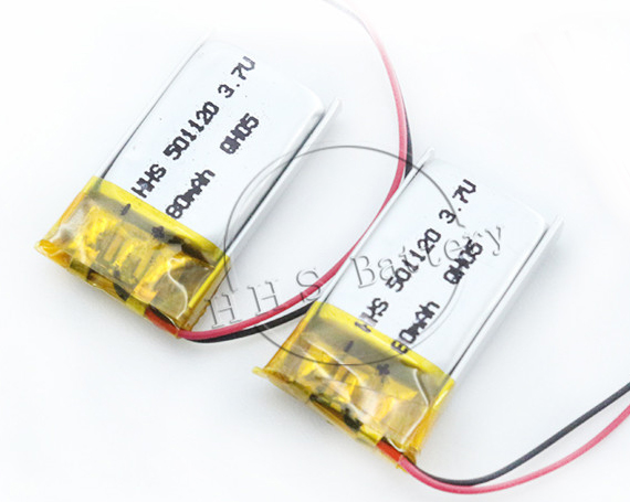 小型锂电池80mah 501120 3.7v长循环寿命锂电池可充电蓝牙