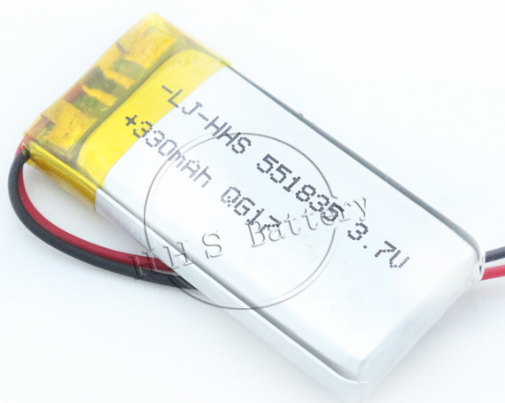 原装551835 3.7V 330mAh可充电脂离子电池，适用于智能手环