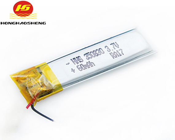 厂家供应350830聚合物锂电池60mah 3.7V 智能穿戴聚合物电池